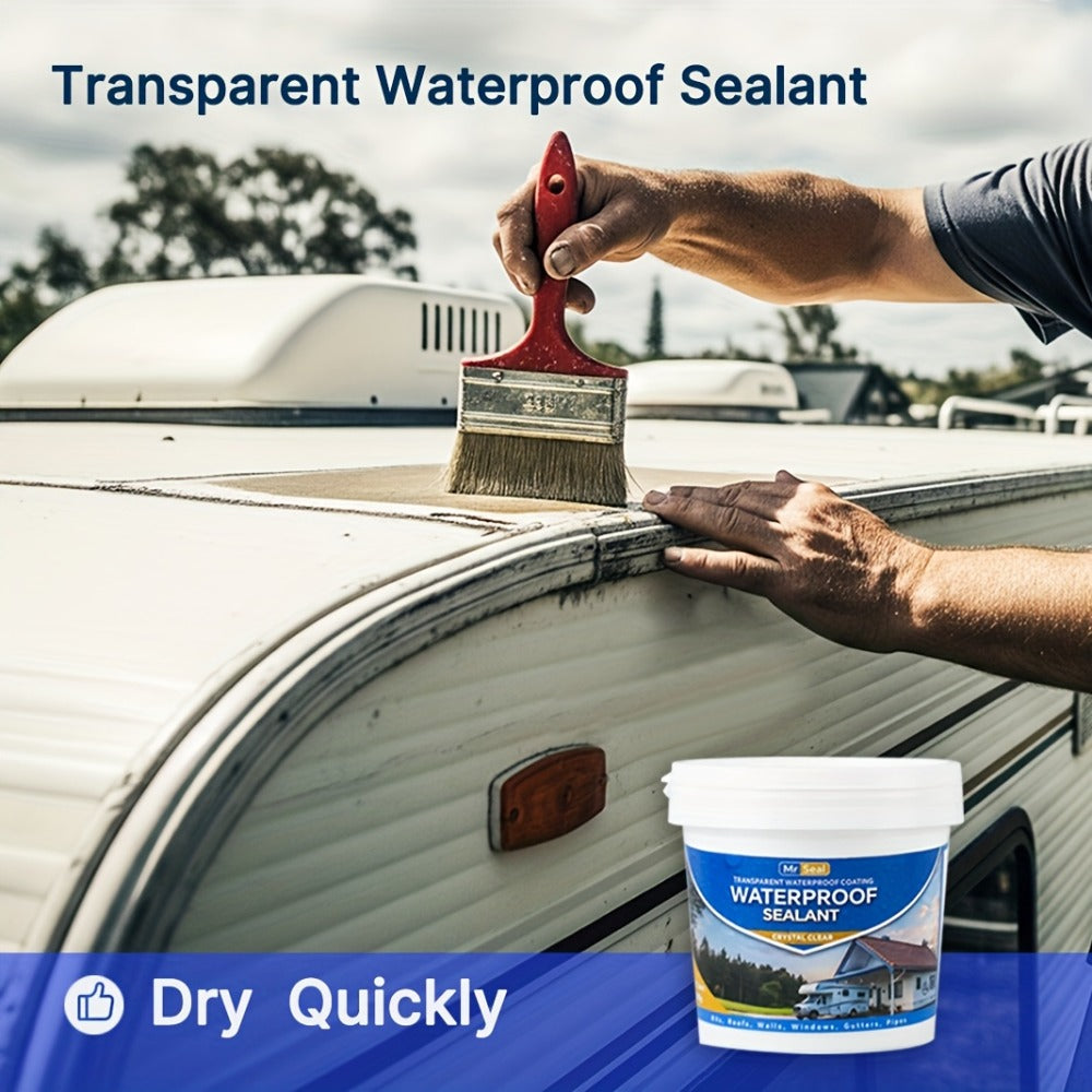 Clear Waterproof Sealant for RV Roof – Transparent Leak Repair Glue for Pipes, Gutters, Walls & Multi-Surface | Fast-Dry Water-Based Crack