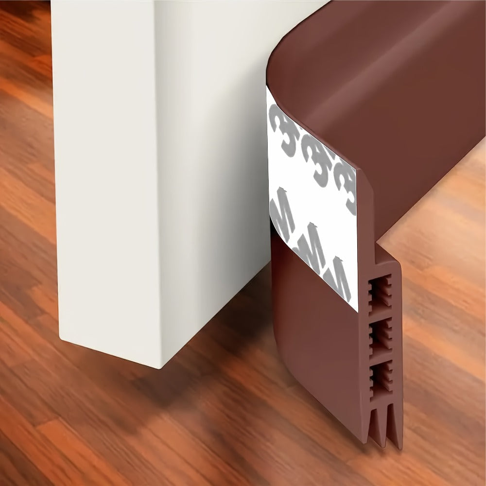 Door Draft Stopper Silicone Under Door Sweep Weather Stripping 39 Inch Strong Adhesive 3-Layer Sound Insulation Noise Blocker Energy Saving