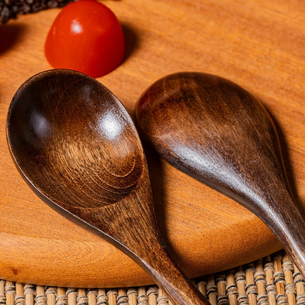 Kitchen Utensils Set of Eight 7.28in Natural Wood Spoons for Coffee, Tea, Dessert and Table Serving