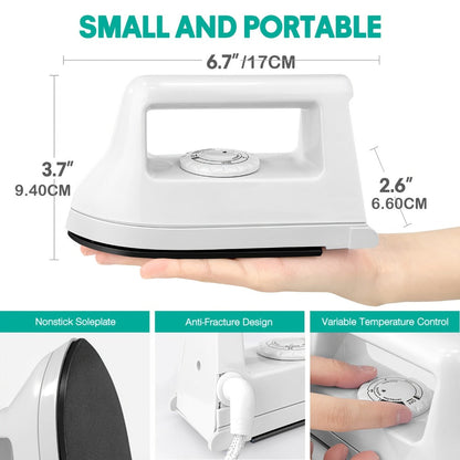 Mini Heat Press Machine Portable 400W with Charging Base, Handheld Heat Transfer Press for T-Shirts Shoes Bags Vinyl HTV Projects