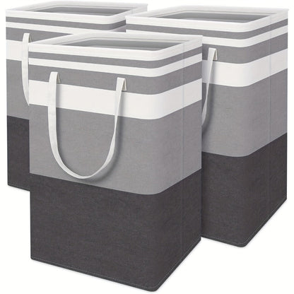 Collapsible Laundry Basket 3 Pack 75L – Freestanding Tall Clothes Hamper with Easy-Carry Handles for Bedroom, Bathroom, Family & Dorm