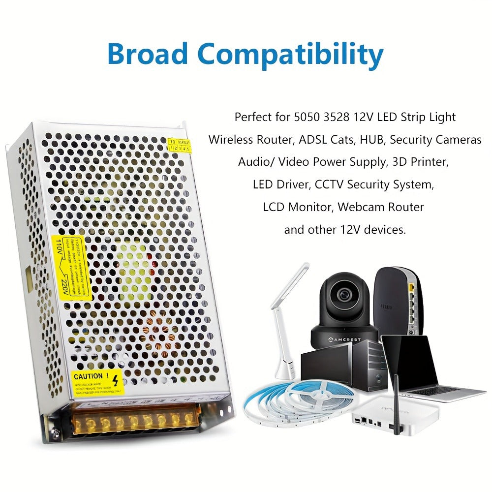 12V 20A 240W Switching Power Supply AC to DC Converter 110V 240V Input Regulated Adapter for Entryways, Bedrooms and Living Spaces