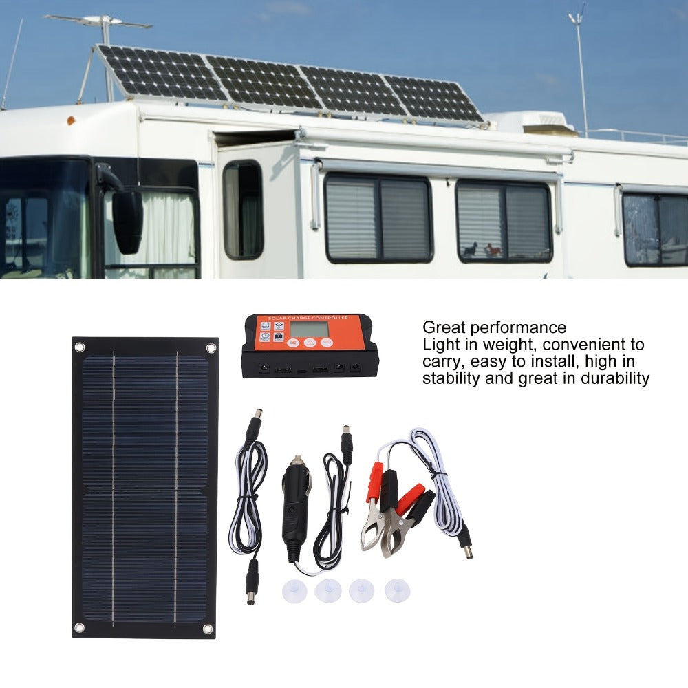 Monocrystalline Solar Panel Kit 18V with 100A Charge Controller – Portable High-Efficiency Solar Charger for RV, Camping
