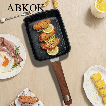 Tamagoyaki Pan Japanese Nonstick Rectangular Egg Pan for Omelettes & Rolls – Induction Halogen Compatible Dishwasher Safe Wooden or Plastic