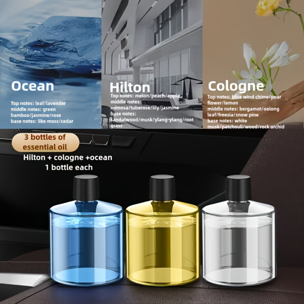 Car Fragrance Diffuser Refill Liquid – 5 Bottles 1.69oz Each, 5 Scents (Hilton, Gardenia, Osmanthus, Ocean, Cologne)