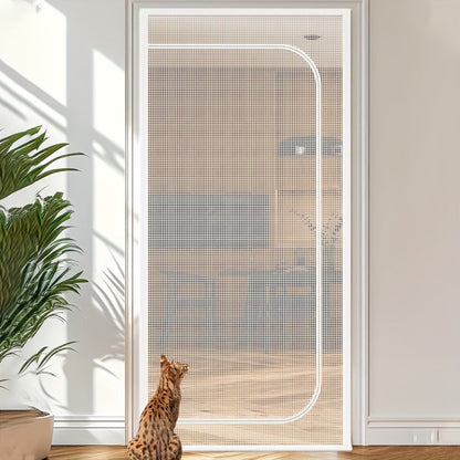 Cat Proof Door Curtain Pet Gate - Double Stitched Durable Scratch-Resistant Screen, Indoor Cat Barrier Door Cover for Doorways