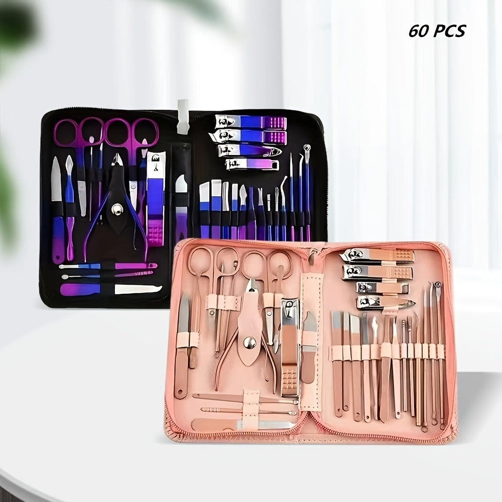 Manicure Set 9 18 30 60pcs Professional Nail Clipper Pedicure Kit Portable Travel Grooming Tools – Cuticle Trimmer Nail File Nail Care Gift