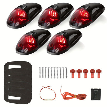 5pcs LED Cab Roof Marker Lights 16/24 LED 12V Super Bright UV-Resistant ABS Lens with Wiring Harness Kit for 2003-2018 Pickup Trucks 1500