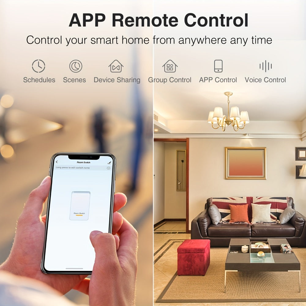 White Single-Pole and 3-Way WiFi Wall Switch in One-, Two- or Four-Piece Packs with App, Voice and Timer Control