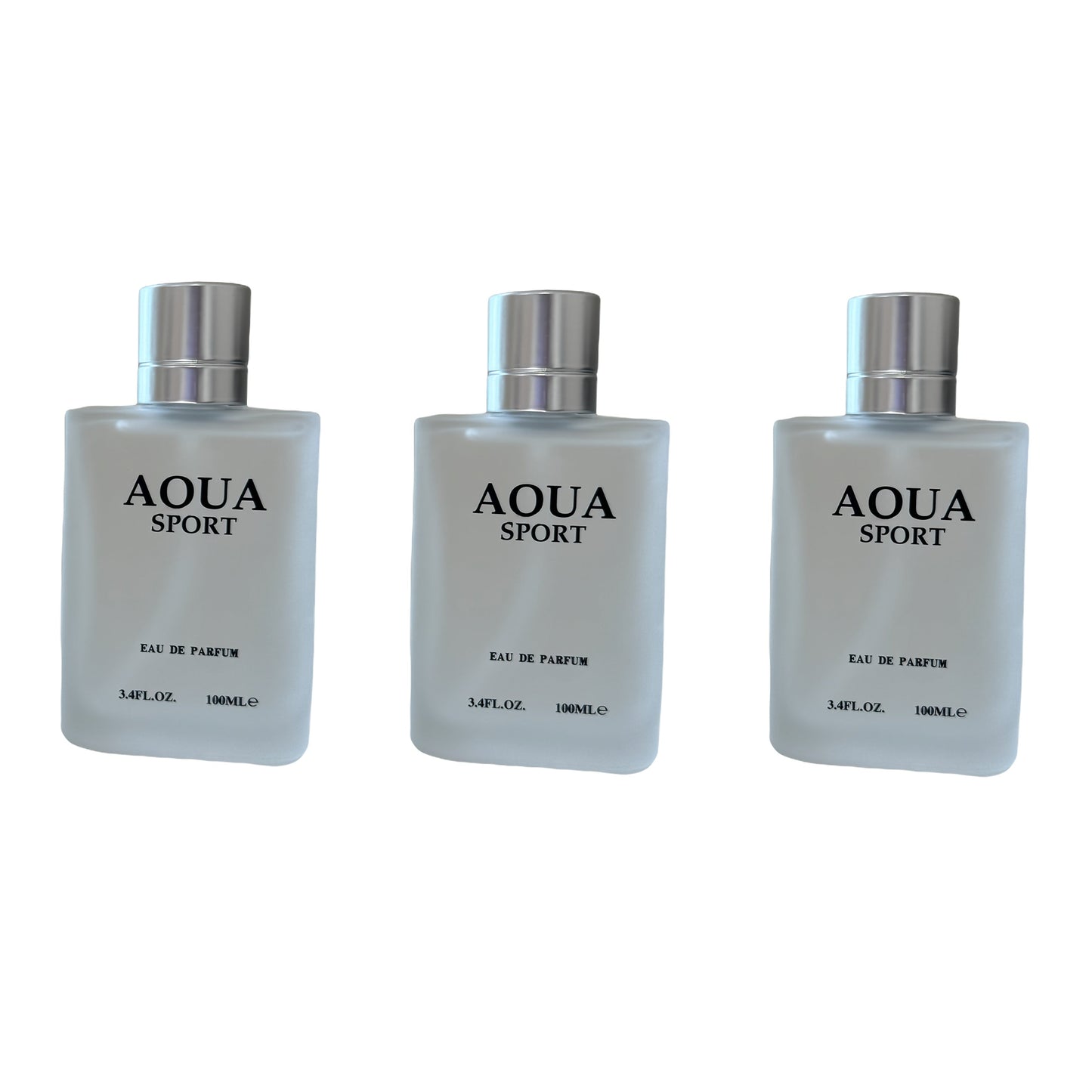Perfume for Men AOUA 3-Pack with Three 3.4 oz Bottles and Citrus, Jasmine, Woody-Musk Profile