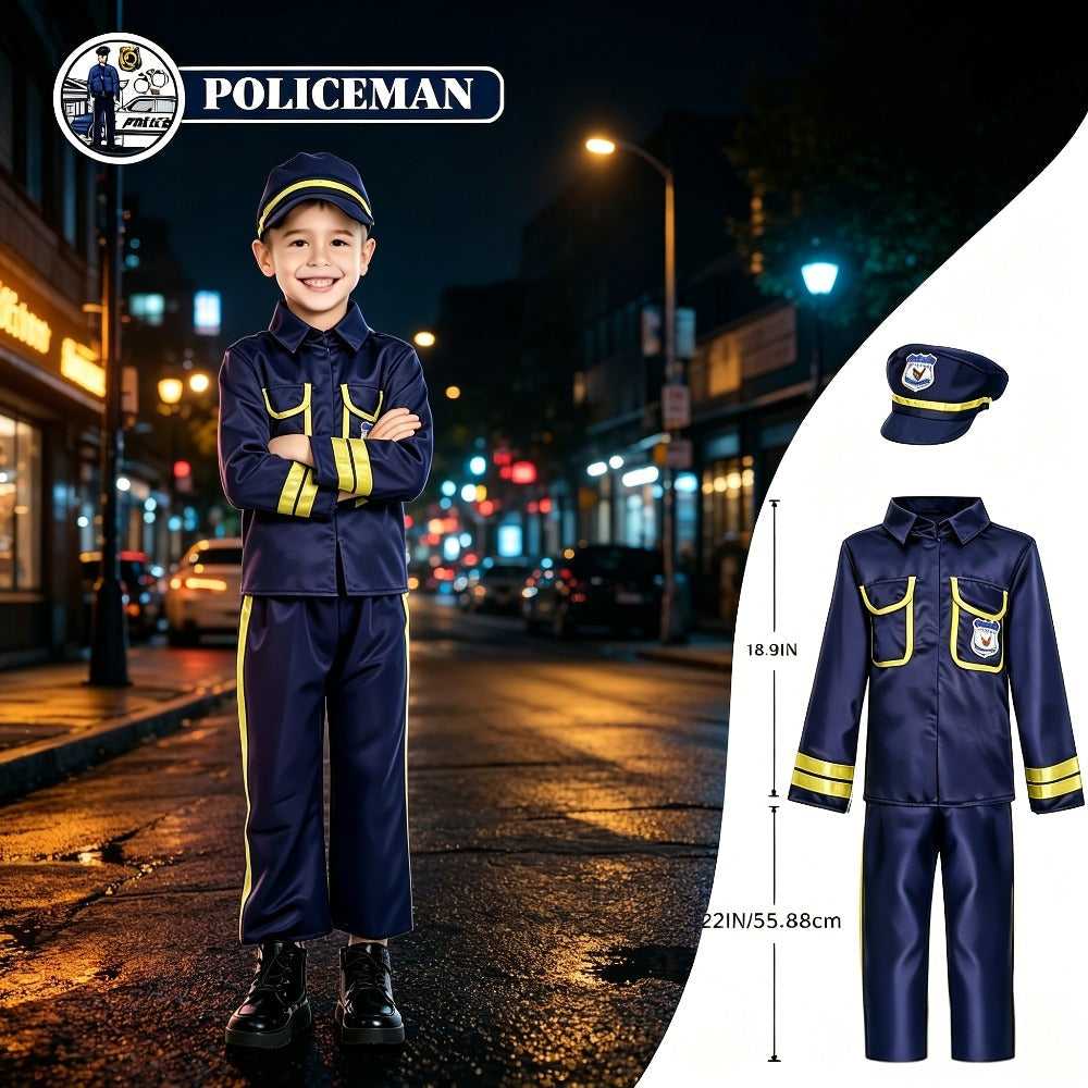 Kids Dress Up Costumes Set 4-in-1, Firefighter, Police, Astronaut & Doctor Role Play Clothes for Boys Girls Ages 3-6