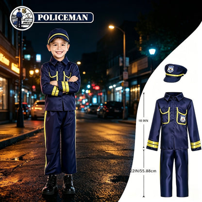 Kids Dress Up Costumes Set 4-in-1, Firefighter, Police, Astronaut & Doctor Role Play Clothes for Boys Girls Ages 3-6