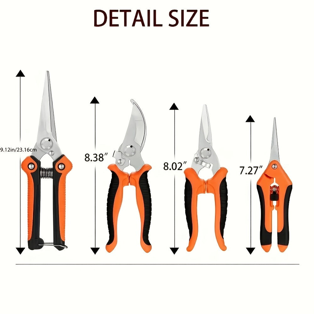 Gardening Pruning Tool Set 8 Piece Stainless Steel, Pruning Shears Scissors Pliers Handle with Wiping Cloth