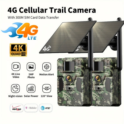 4G Cellular Trail Camera 2K No WiFi Required with Phone App Remote View, Wireless Game Camera for Deer Hunting