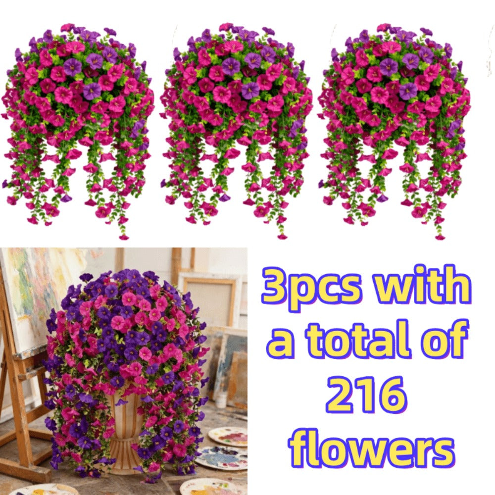Artificial Rose Vine Hanging Garland 3pcs 216 Flowers – High-Density UV-Resistant Faux Rose Flower Vines with Realistic Roses & Foliage