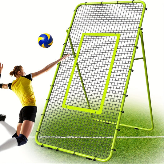 Volleyball Rebounder Net 7x4ft Adjustable Angle – Portable Steel Frame Training Rebounder with High-Tension PE Netting & 24 Elastic Cords