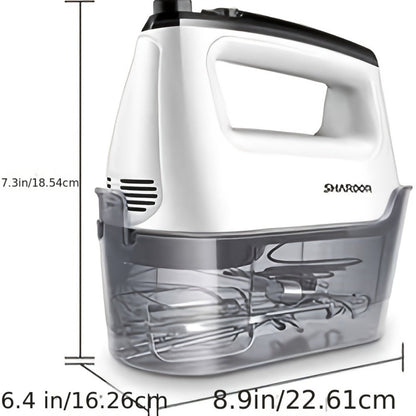 Electric Hand Mixer 6-Speed with Turbo, 5 Stainless Steel Attachments, Snap-On Storage Case, Handheld Mixer for Whipping