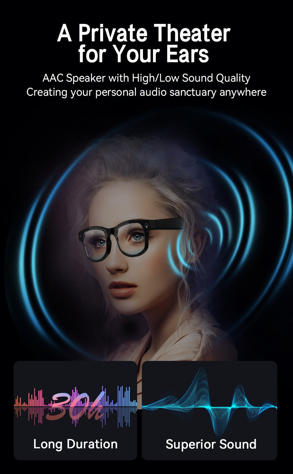 Smart Glasses 8MP Camera Eyewear with Translation, Object Recognition, Touch Control and Bluetooth Calls