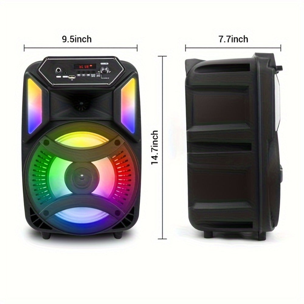 1100W Party Speaker with 7-Mode LED Lighting & Microphone, Portable Wireless Subwoofer, 8-Inch Bass Driver