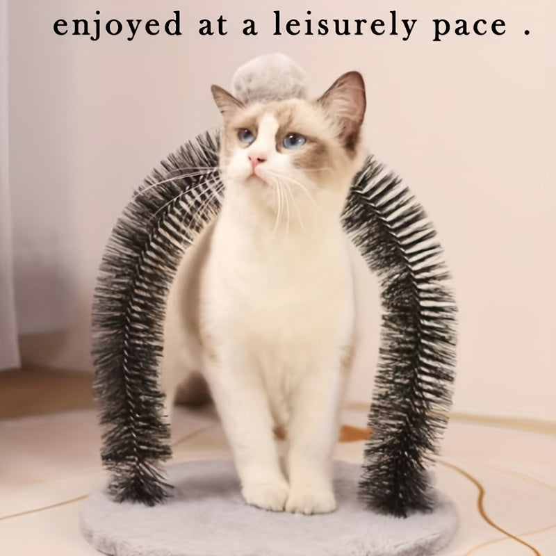 Cat Arch Self-Grooming Toy with Massage Bristles – Interactive Scratch & Groom Station for Cats and Kittens, Stimulating Rubbing Arch
