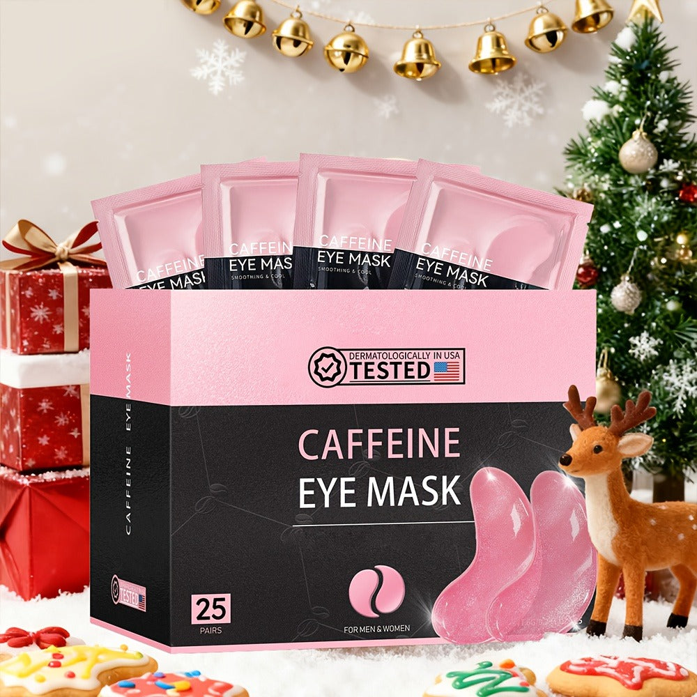 Caffeine Under Eye Patches 25 Pairs – Collagen Gold Eye Mask Reduces Dark Circles Puffiness Eye Bags Fine Lines Anti-Wrinkle Hydrogel