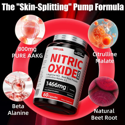 Nitric Oxide Supplement 10-in-1 with L-Arginine, L-Citrulline, AAKG & Beetroot - Blood Flow