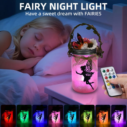Fairy Mason Jar Lantern Craft Kit for Two Lights with Color-Changing LED Candles and Remote Control