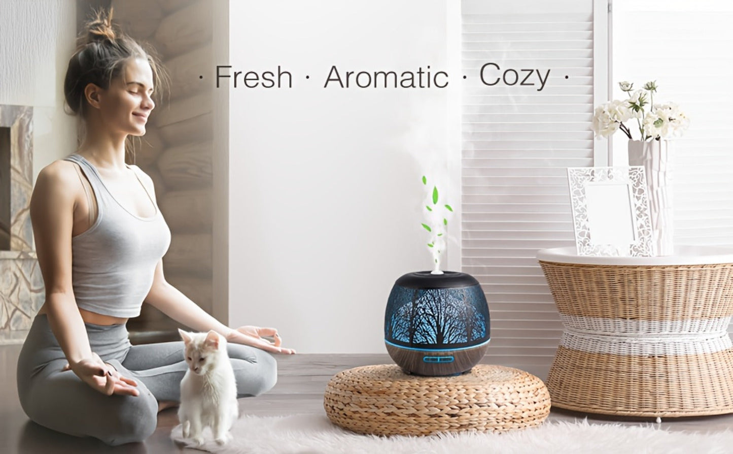 400 ml Metal-Hollow Aromatherapy Diffuser with Remote, Seven-Color Light and Four Pattern Options