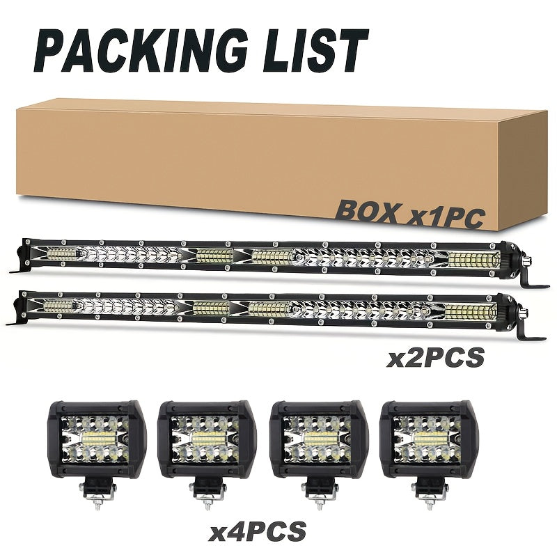 LED Work Light Bar Kit for Off-Road Truck Jeep SUV ATV UTV Tractor, 12-24V 2000-3000LM Combo 22in 10in + 4in Spot Flood Lights