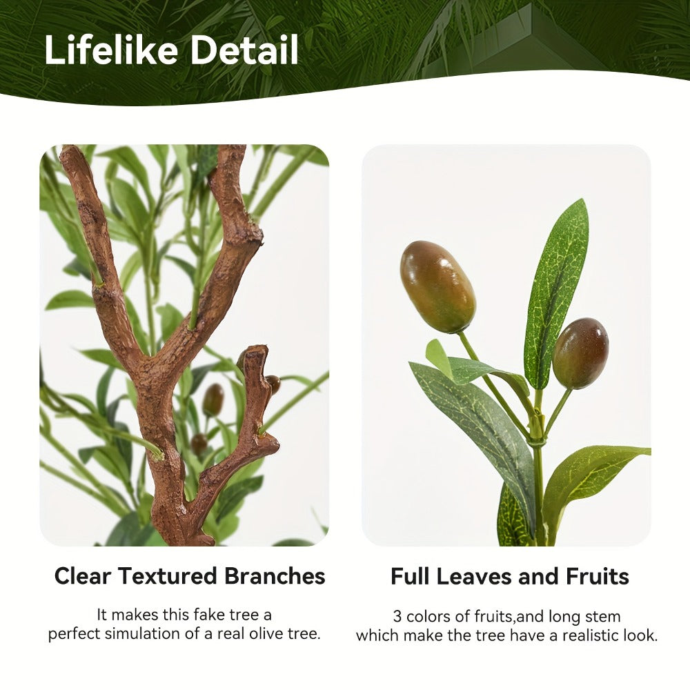 Artificial Olive Tree with Potted Trunk in 5, 6 or 7 Foot Heights and Single or Two-Piece Packs