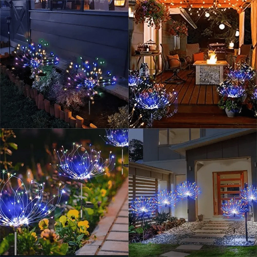 Solar Garden Lights Outdoor Waterproof IP65 – Fireworks Fairy Lights 8 Modes Multi-Color Solar Powered Landscape Decoration for Garden