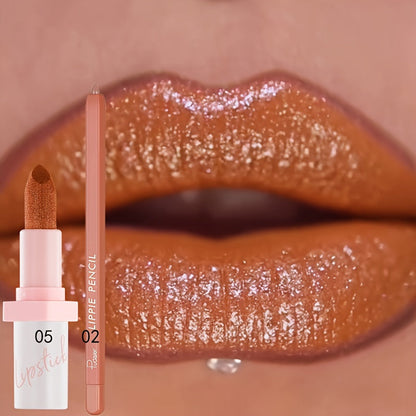 Lip Gloss Set by Pudaier with Matching Lip Liner, Glitter Finish and 10 Retained Color Pairings