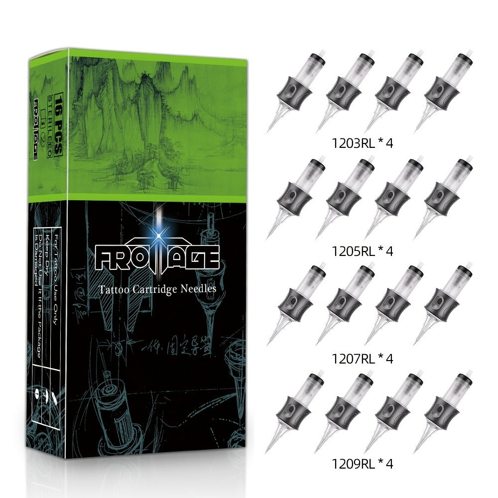 Tattoo Cartridge Needles with Froinage Label, 16-Piece Mixed Model Pack in Combination A or B