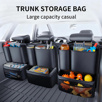 Car Trunk Organizer, Foldable PU Leather Multi-Pocket Bag with Bottle Slots, Adjustable Straps and 1- or 3-Piece Options