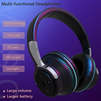 Foldable Wireless Over-Ear Headphones with FM Radio, TF Card, LED Accent Lights, 3.5mm AUX and Four Colors