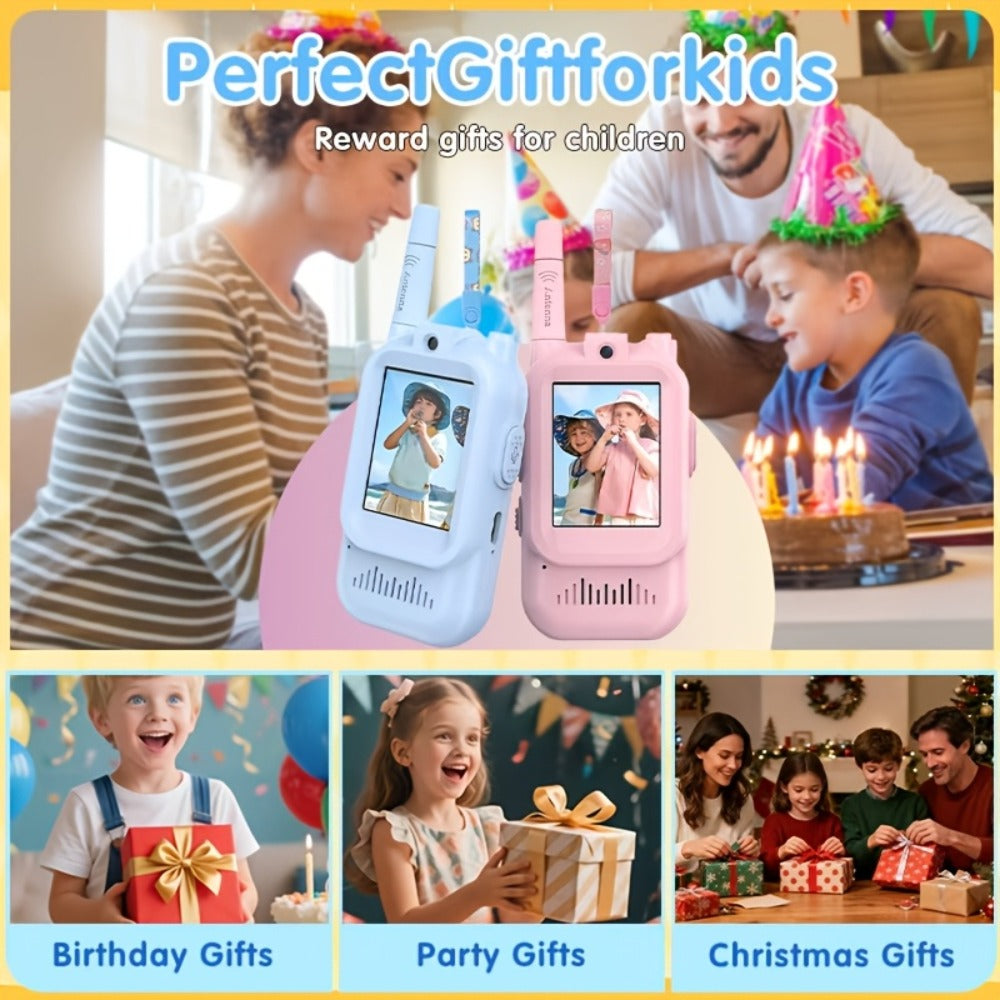 2-Pack Kids Walkie Talkie Toy 2.4GHz, Video Call, Voice Changer & HD Camera, Long-Range Wireless Communication