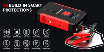 Portable Jump Starter with Air Compressor – 15000A-19000A Peak 350PSI 12V 17-in-1 Car Battery Jump Starter, Digital Display