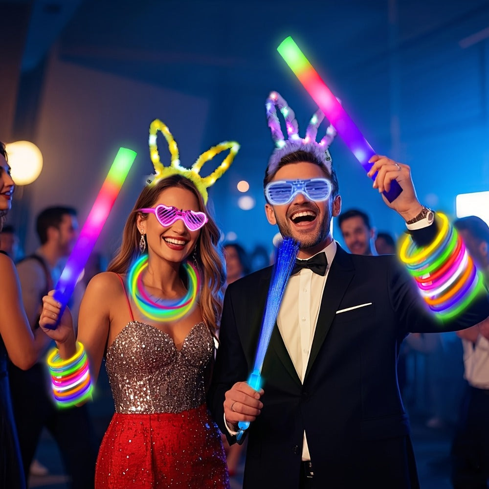 LED Bunny Ear Headbands 25-Pack for Parties, Celebrations and Guest Favors, with the Listed Configuration