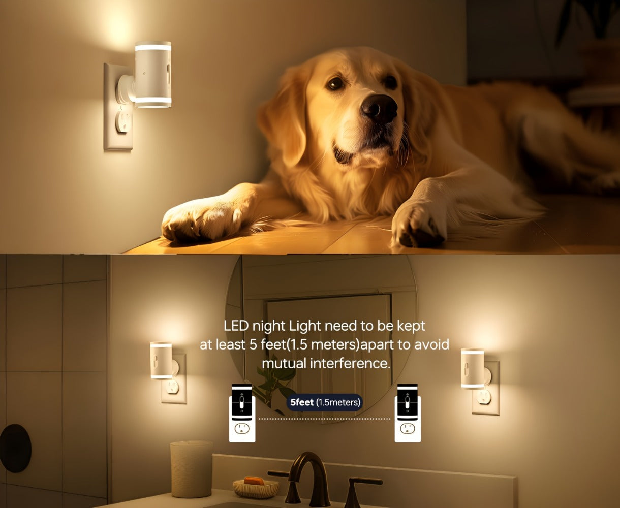 LED Night Light Plug In Dusk to Dawn Sensor, 5-120LM Adjustable Brightness, 3 Color Temperatures