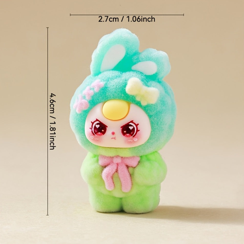 Cute Flocked Plush Mini Dolls 10pcs – Car Dashboard & Desktop Decoration, Random Mixed Colors, Fun Car Interior Accessory & Office Desk