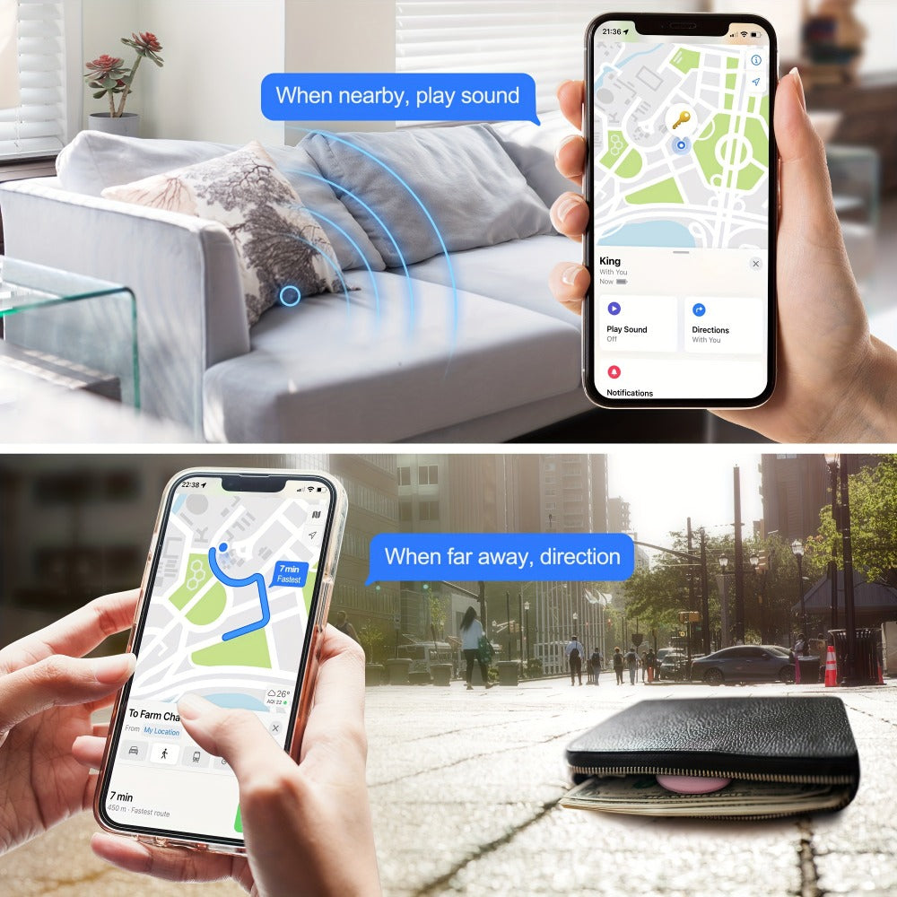 Apple Find My Tracker 2 Pack AirTag-Size Bluetooth Key Finder with Keychain Holder, Anti-Lost Locator for Keys Pets Bags Luggage