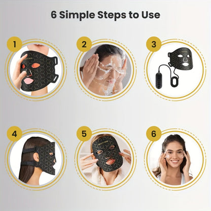 LED Face Mask, 7-in-1 Red Light Therapy for Face & Neck, 93+80 LED Beads, Separate Silicone Applicator