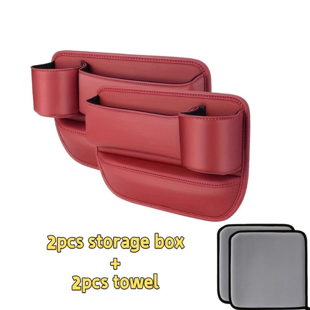 Seat-Gap Car Organizer with Cup Recess and Phone Storage in Four Color Pairs or Left-Side Black Pack