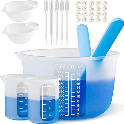 Silicone Resin Measuring Cup Kit, DIY Epoxy Resin Craft Tools Set for Jewelry Making, Slime, Casting & Pouring