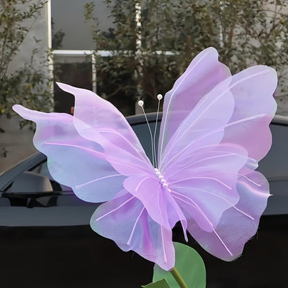 3D Artificial Butterfly Decorations 2pcs – Realistic Featherless Fake Butterflies for Wedding, Home, Garden & Party Decor | No Electricity