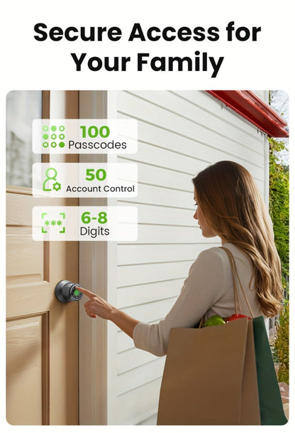 GHome KD03 PRO Smart Door Knob 4-in-1 with USB-C Charging & Gateway Remote – Fingerprint, Keypad & App, Anti-Peep, Tamper Alarm
