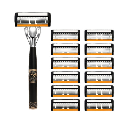 Men's Razor 6-Layer Blade Refill Kit with Handle Smooth Precise Shaving – Multiple Options 6 12 24 30 36 Blades Cartridge Razor