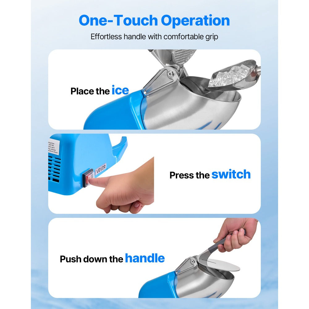 Electric Ice Crusher 300W Snow Cone Maker Shaved Ice Machine /h 4 Stainless Steel Blades Anti-Splash for a Home Lash Beauty Routine
