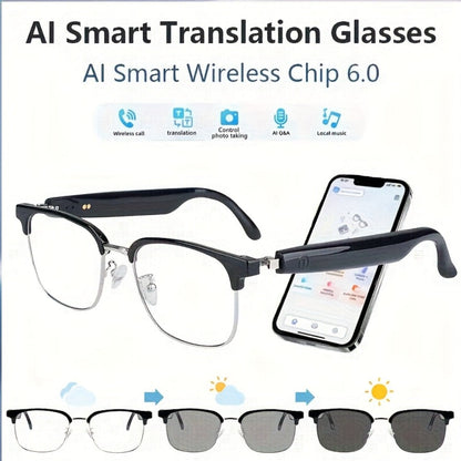 Smart Glasses Camera and Camera-Free Eyewear with Photochromic, Transparent and Black Lens Options