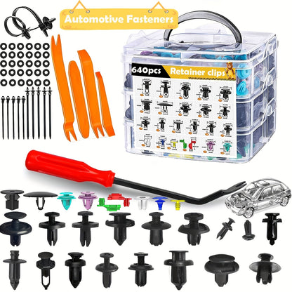 Car Retainer Clips Push Fasteners Kit Bumper Plastic Rivets Assortment for Auto Interior Exterior Trim Panel Body Clips – 113 to 928 Pcs